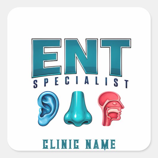 ONT-Specialist Medisch Ontwerp Vierkante Sticker (Voorkant)