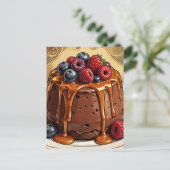 Ontaarde Chocolade Caramel Besjes Cake Briefkaart (Staand voorkant)