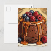 Ontaarde Chocolade Caramel Besjes Cake Briefkaart (Voorkant / Achterkant)