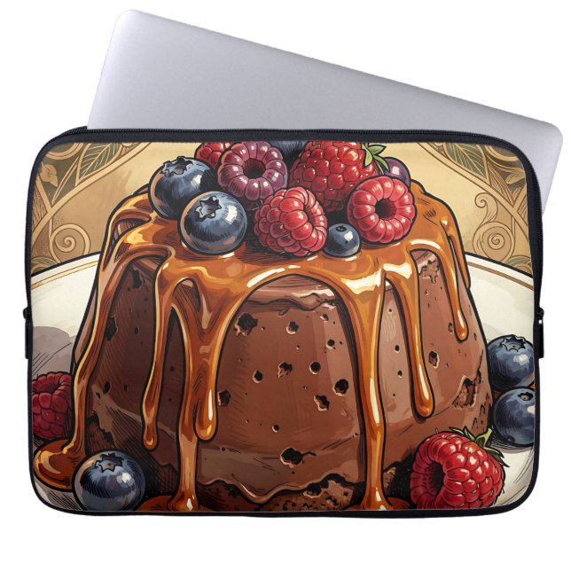 Ontaarde Chocolade Caramel Besjes Cake Laptop Sleeve (Voorkant)