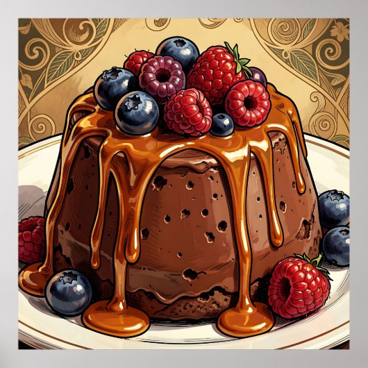 Ontaarde Chocolade Caramel Besjes Cake Poster (Voorkant)