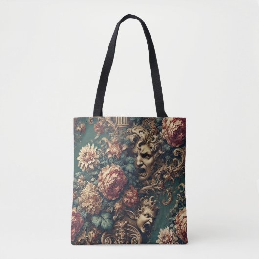 Ontaarde Decadentie – Gotische Victoriaanse Bloems Tote Bag (Voorkant)
