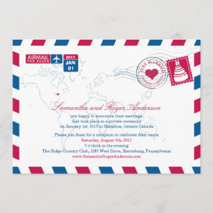 Ontario Canada Air Mail Post Wedding Reception Kaart