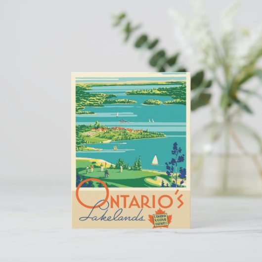 Ontario Canada meren oud briefkaart (Staand voorkant)