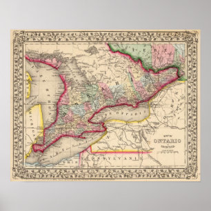Ontario Map door Mitchell Poster