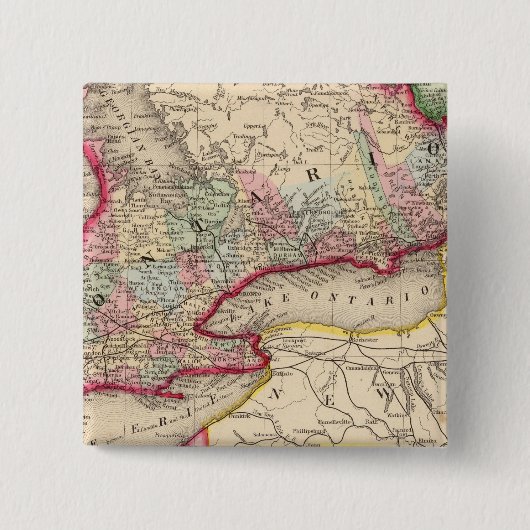Ontario Map door Mitchell Vierkante Button 5,1 Cm (Voorkant)