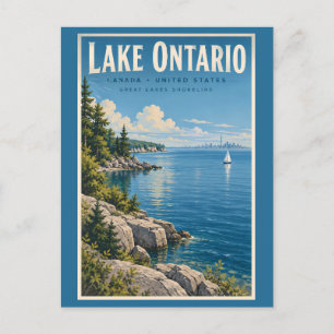 Ontario-meer Illustratie Reis Kunst Vintage Briefkaart
