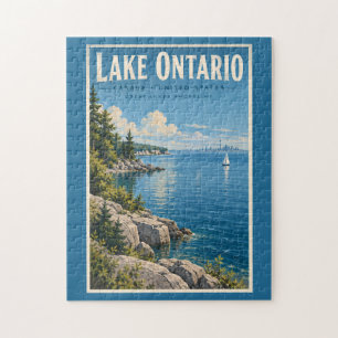 Ontario-meer Illustratie Reis Kunst Vintage Legpuzzel