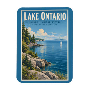 Ontario-meer Illustratie Reis Kunst Vintage Magneet