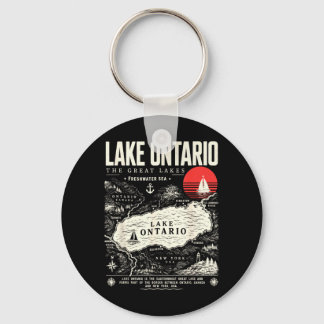 Ontario Meer Kaart Vintage Ontario Meer 1615 Voor Sleutelhanger