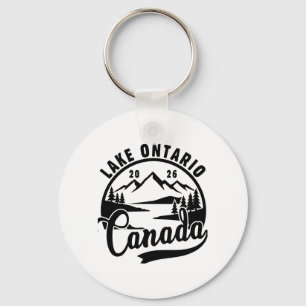 Ontario Meer Zwart & Wit Scenisch Rond Sleutelhanger
