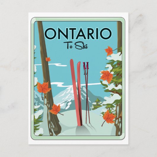 Ontario om te skiën briefkaart (Voorkant)