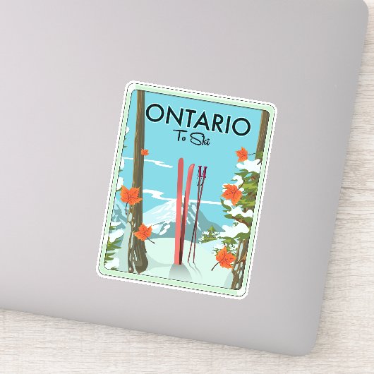 Ontario om te skiën sticker (Detail)