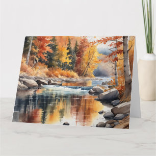 Ontario River in Autumn, Waterverf, Bedankkaart