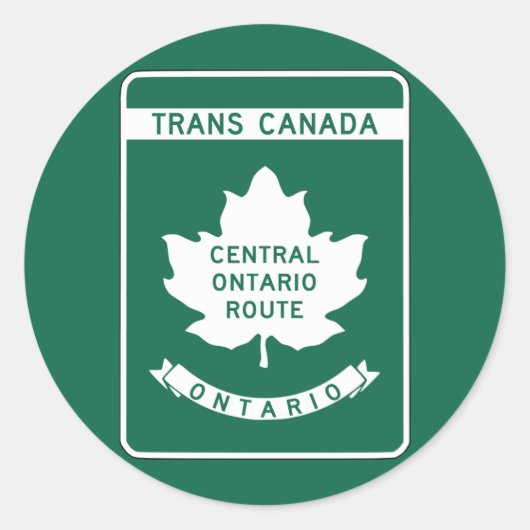 Ontario, Trans-Canada Highway Sign Ronde Sticker (Voorkant)