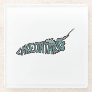 Ontario Turquoise Lettervorm Kaart Glas Glazen Onderzetter