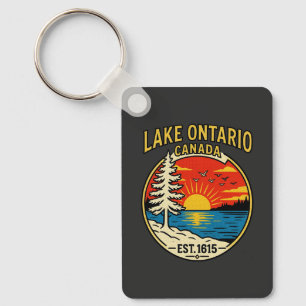 Ontariomeer Pop Art Zonsondergang Rechthoek Sleutelhanger
