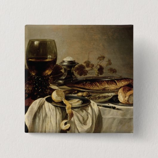 Ontbijt, 1646 vierkante button 5,1 cm (Voorkant)