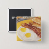 Ontbijt 2 vierkante button 5,1 cm (Voorkant /achterkant)