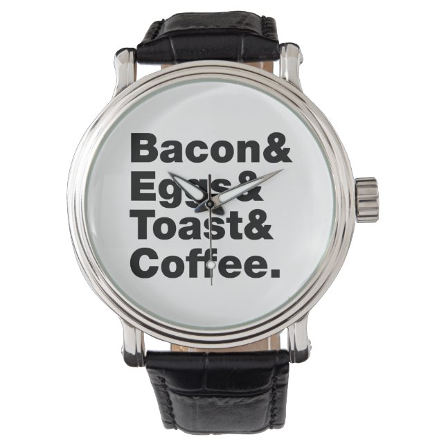 Ontbijt (Bacon & Eggs & Toast & Coffee) Horloge (Voorkant)