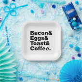 Ontbijt (Bacon & Eggs & Toast & Coffee) Papieren Bordje (Feest)