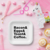 Ontbijt (Bacon & Eggs & Toast & Coffee) Papieren Bordje (Feest)