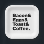 Ontbijt (Bacon & Eggs & Toast & Coffee) Papieren Bordje<br><div class="desc">Funny Foodie Breakfast Humor ~ Bacon and Eggs and Toast and Coffee. Wereldbol Trotters is gespecialiseerd in idiosyncratische beelden van rond het wereldbol. Hier vindt u unieke Wenskaarten,  Briefkaarten,  Posters,  Muismatten en meer.</div>