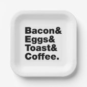 Ontbijt (Bacon & Eggs & Toast & Coffee) Papieren Bordje (Voorkant)