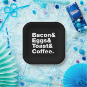 Ontbijt (Bacon & Eggs & Toast & Coffee) Papieren Bordje (Feest)