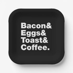 Ontbijt (Bacon & Eggs & Toast & Coffee) Papieren Bordje