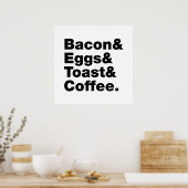 Ontbijt (Bacon & Eggs & Toast & Coffee) Poster (Keuken)