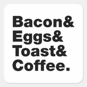 Ontbijt (Bacon & Eggs & Toast & Coffee) Vierkante Sticker