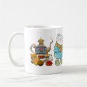 Ontbijt Beer met thee - Freezing Blue Design Koffiemok (Links)