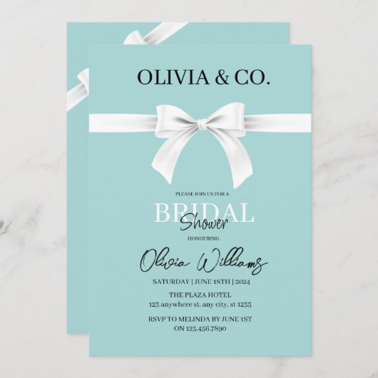 Ontbijt bij de uitnodiging voor de bruidsdouche va (Voorkant / Achterkant)