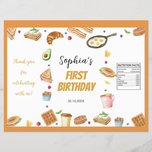 Ontbijt Brunch 1e verjaardag Chip Bag Wrapper Flyer (Voorkant)
