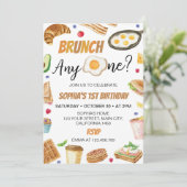 Ontbijt Brunch AnyOne 1e verjaardag Kaart (Staand voorkant)