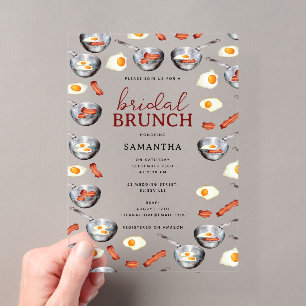 Ontbijt Brunch Bruiloftsborrel met Bacon & Eieren Acryl Uitnodigingen