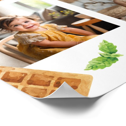 Ontbijt Brunch Eerste jaar Foto Milestone Poster (Hoek)