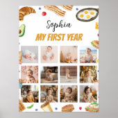 Ontbijt Brunch Eerste jaar Foto Milestone Poster (Voorkant)