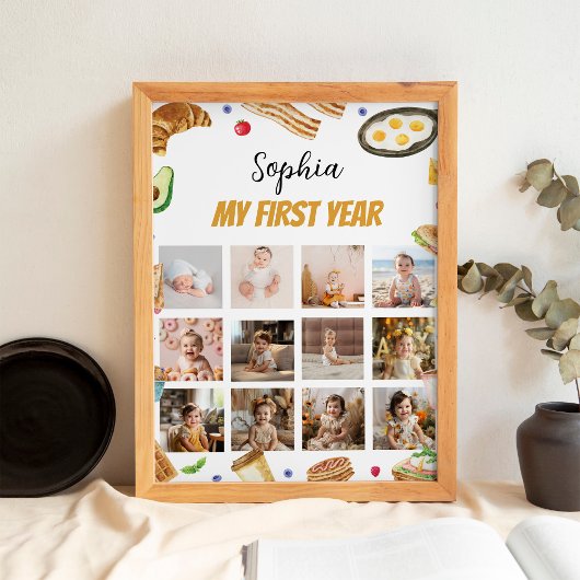 Ontbijt Brunch Eerste jaar Foto Milestone Poster