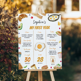 Ontbijt Brunch eerste jaar mijlpaal teken Poster