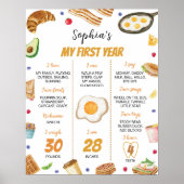Ontbijt Brunch eerste jaar mijlpaal teken Poster (Voorkant)