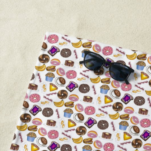 Ontbijt Brunch Eten Bagel Donut Toast Eieren Bacon Strandlaken (In situ)