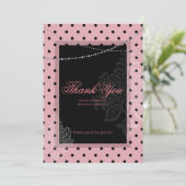Ontbijt brunch met stippen roze bedankkaart kaart (Staand voorkant)