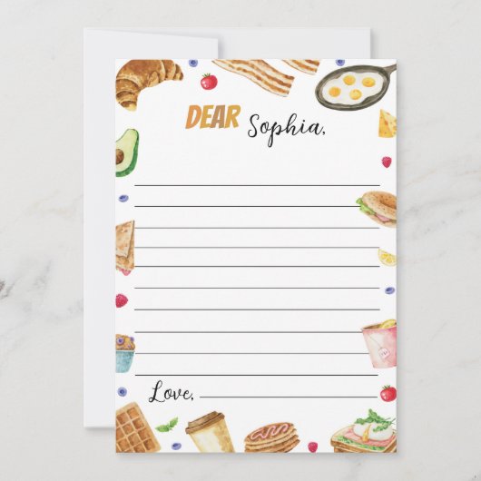 Ontbijt Brunch Tijd Capsule Opmerking Bericht Kaar Bedankkaart (Voorkant)