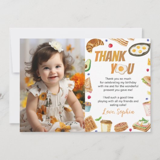 Ontbijt Brunch Verjaardag Foto Bedankkaart (Voorkant)