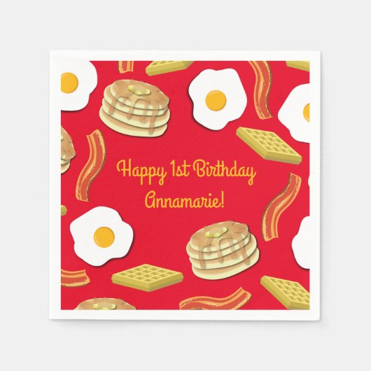 Ontbijt Brunch Verjaardagsfeest Kinder Schattige Servet (Voorkant)