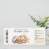 Ontbijt Datum Cadeaubon, Ontbijt Coupon Kaart (Staand voorkant)