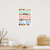 Ontbijt de hele dag Neon Diner Sign Foodie Poster (Keuken)