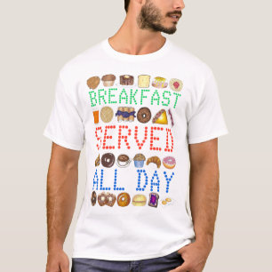 Ontbijt de hele dag Neon Diner Sign Foodie T-shirt